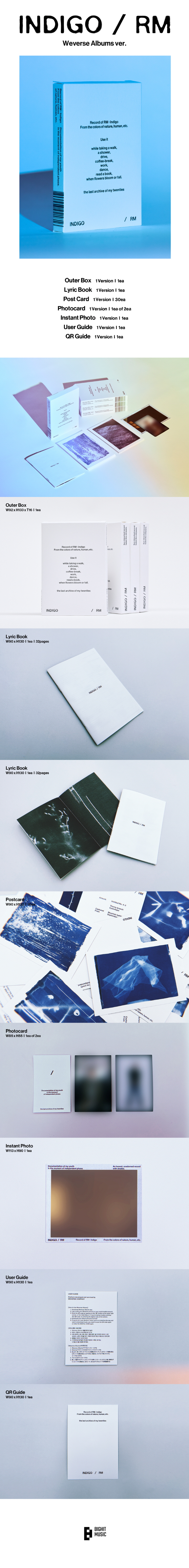 RM   Indigo  Postcard Edition  Weverse Albums ver 