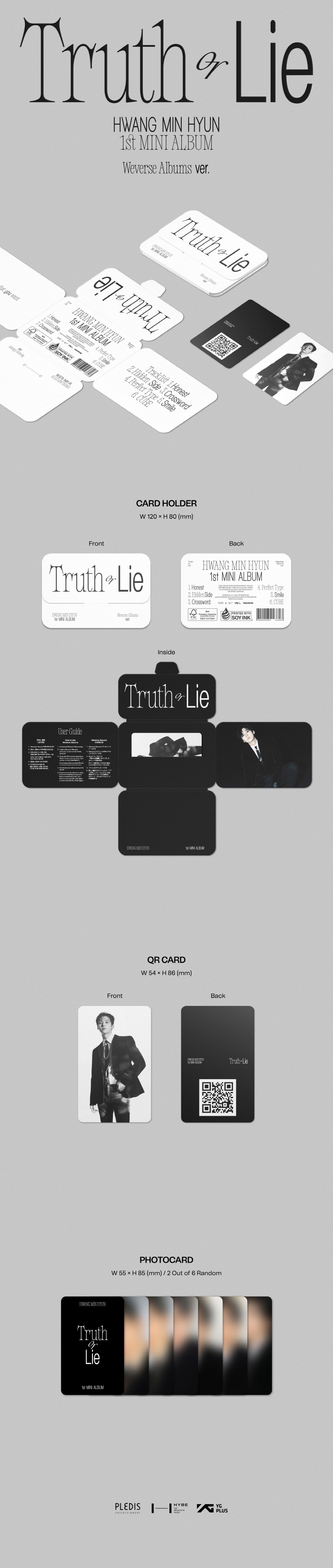  HWANG MINHYUN  Truth or Lie 1st MINI ALBUM Weverse Albums ver  and  Photocard with weverse shop gift
